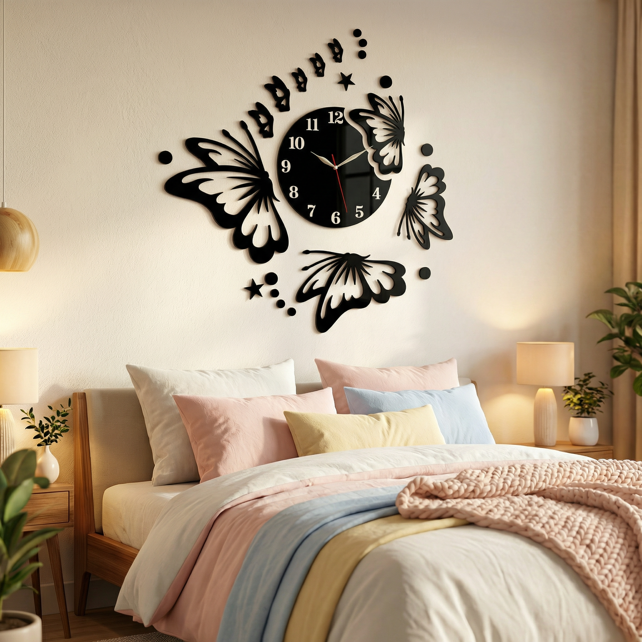 3D Butterfly Wall Clock Acrylic Wall Decore