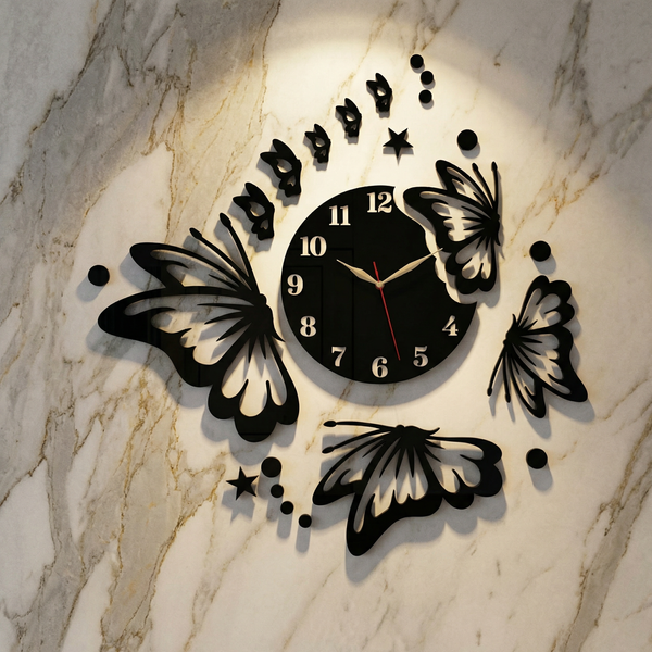 3D Butterfly Wall Clock Acrylic Wall Decore