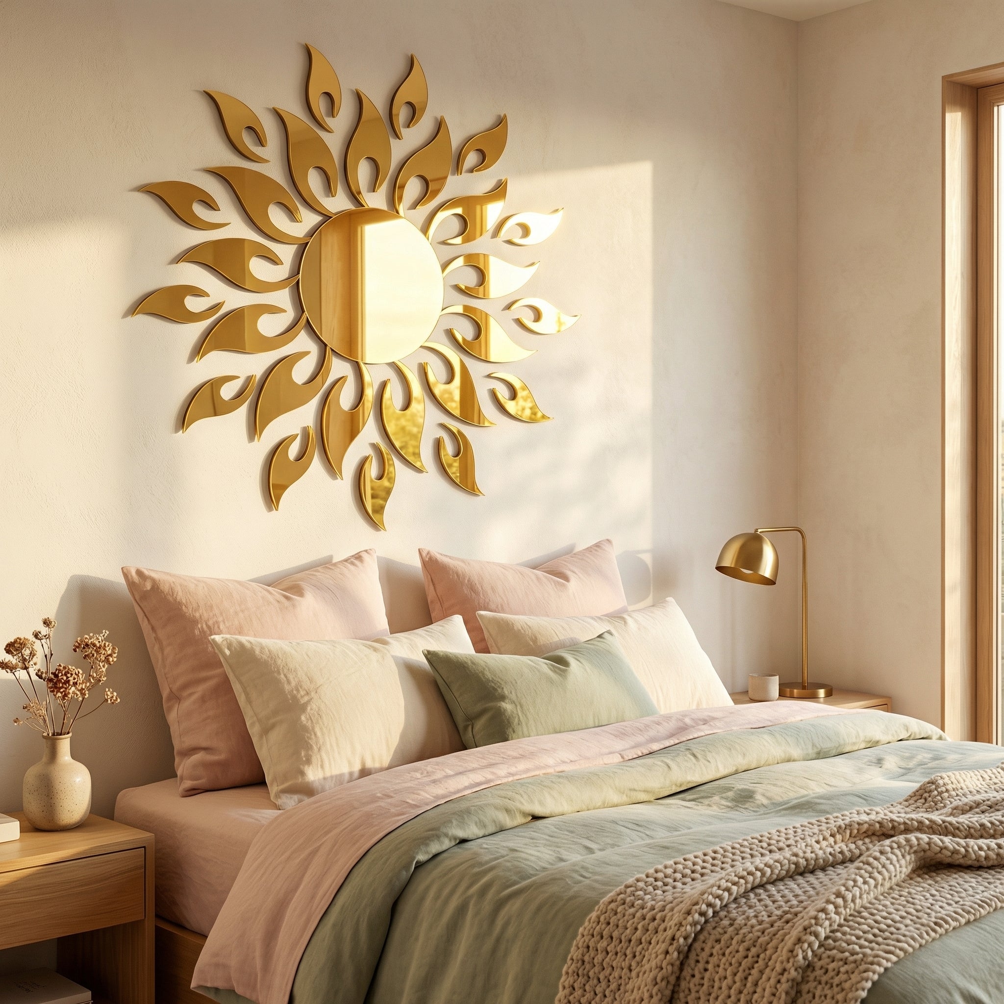 Sun Flame 3D Acrylic Mirror Wall Decoration for Home/Office