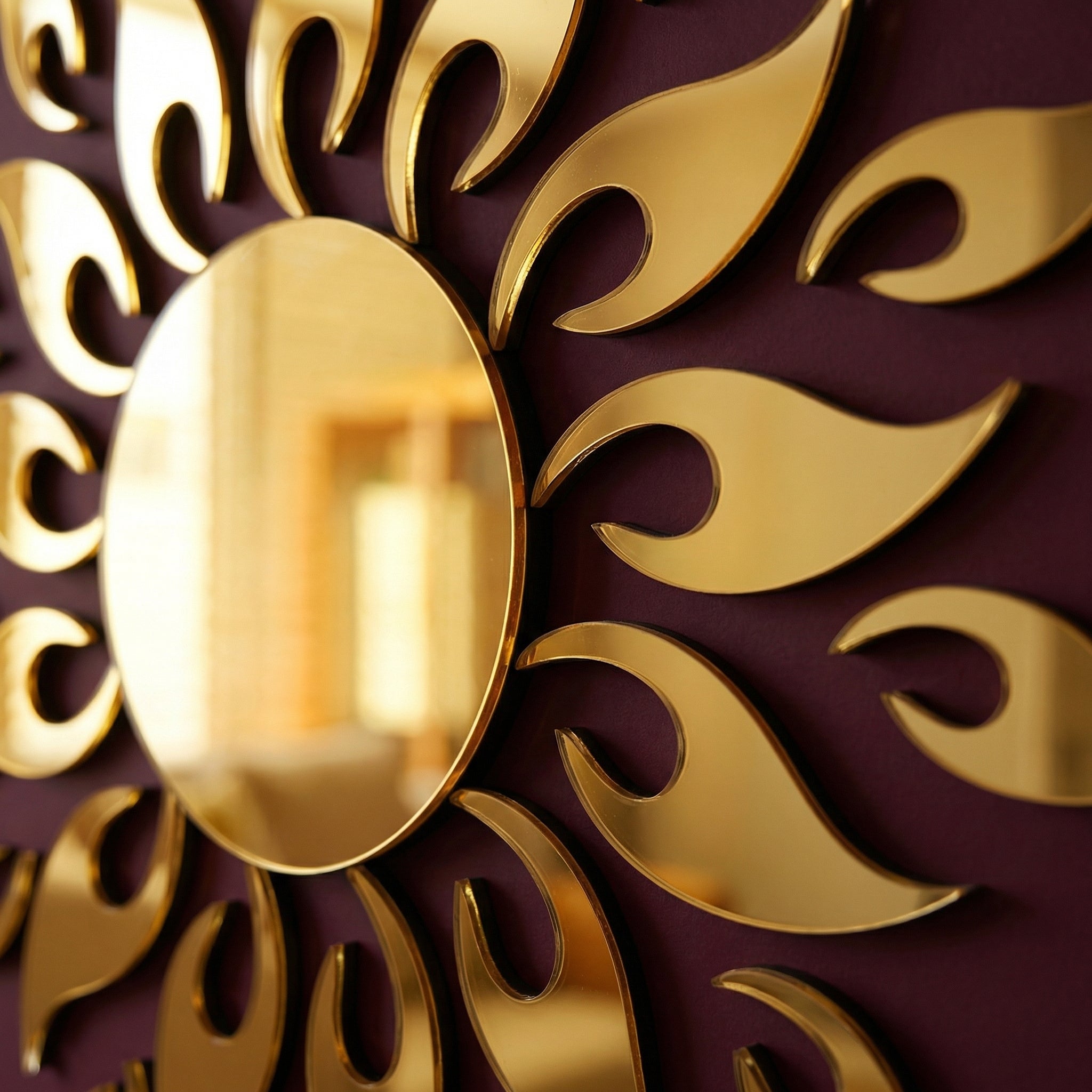 Sun Flame 3D Acrylic Mirror Wall Decoration for Home/Office