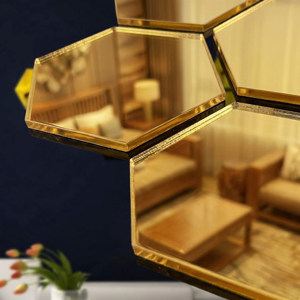 Hexagon Style Acrylic Mirror - Modern Home Decoration [13 pieces]