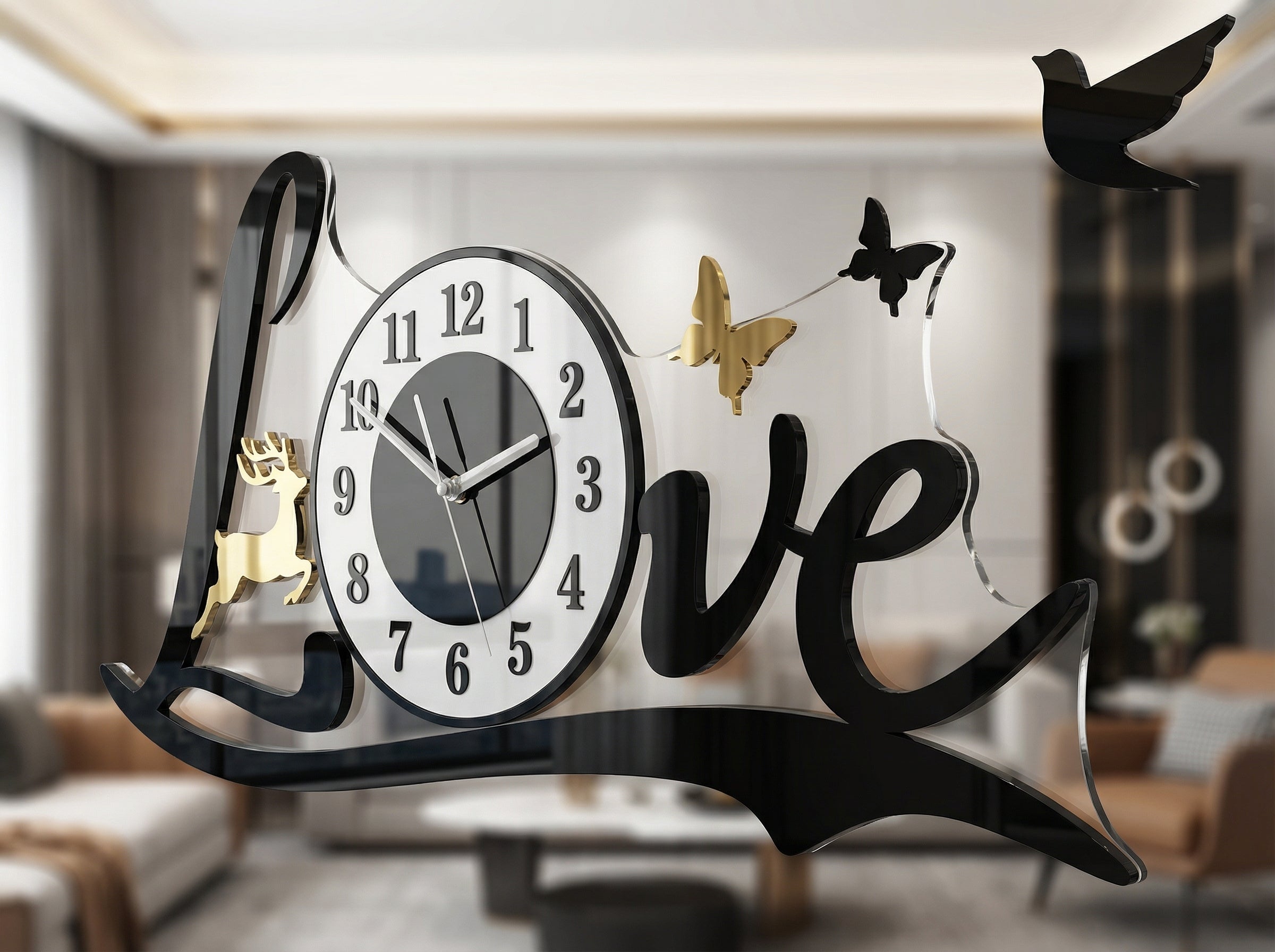 3D Love Wall Clock