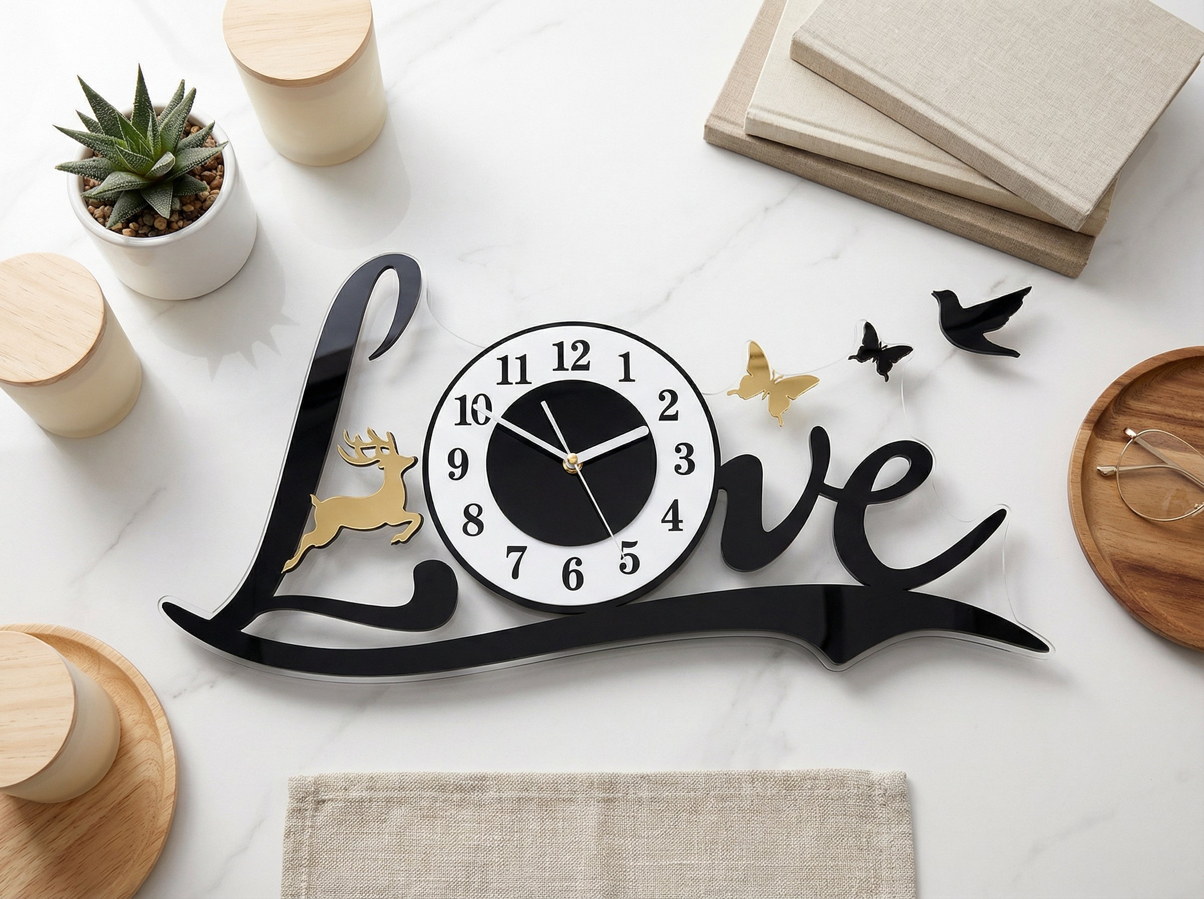 3D Love Wall Clock