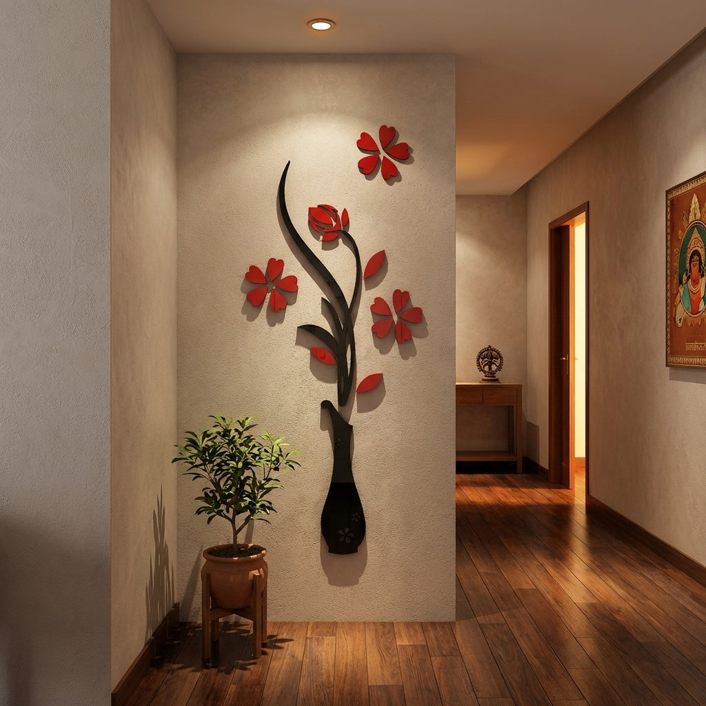 Acrylic 3D Vase plum wall/living/room/bedroom decoration