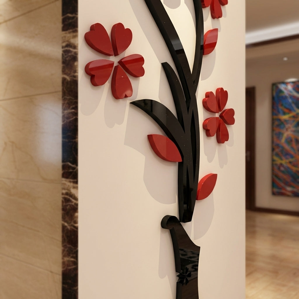 Acrylic 3D Vase plum wall/living/room/bedroom decoration