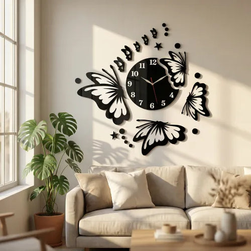 3D Butterfly Wall Clock Acrylic Wall Decore