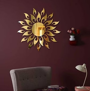 Sun Flame 3D Acrylic Mirror Wall Decoration for Home/Office